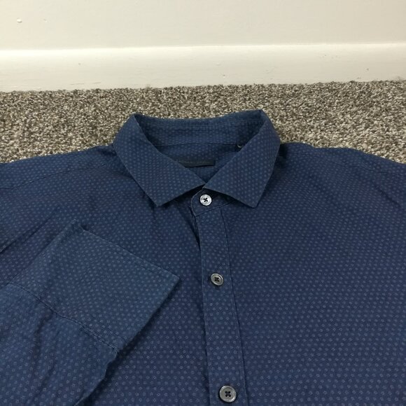 Zachary Prell Shirt Floral Long Sleeve Button Up Navy Blue Mens 2XL - Picture 1 of 10